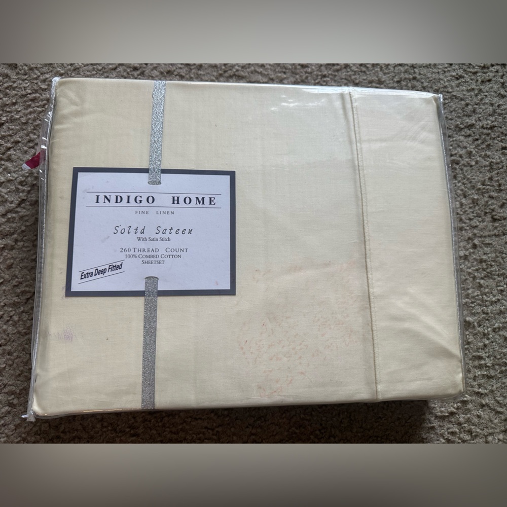 Indigo Home Cream King Sheet Set